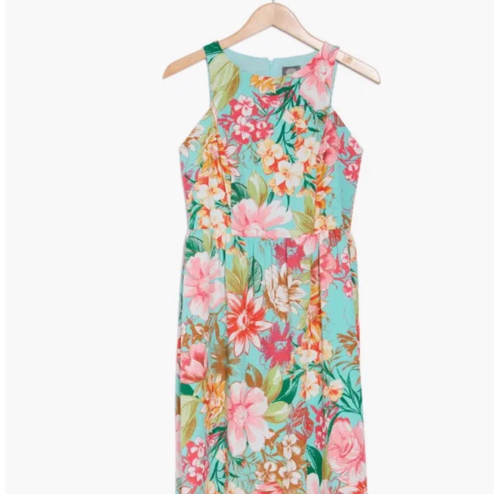 Floral Halter Neck Sleeveless Maxi Dress
